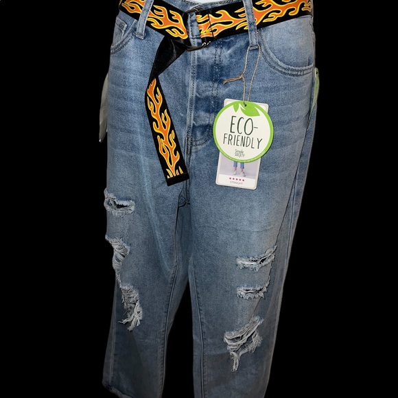 SIMPLE SOCIETY STRAIGHT SUPER HIGH-RISE ROLL CUFF BUTTON FLY JEANS SIZE 9/29 - Picture 16 of 16